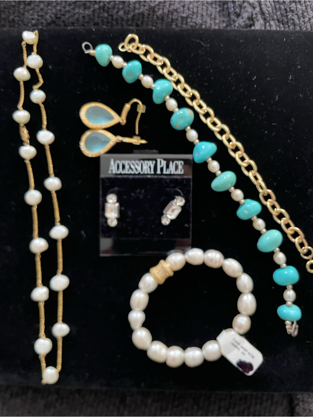 Turquoise & Pearl, Gold Mixed Set